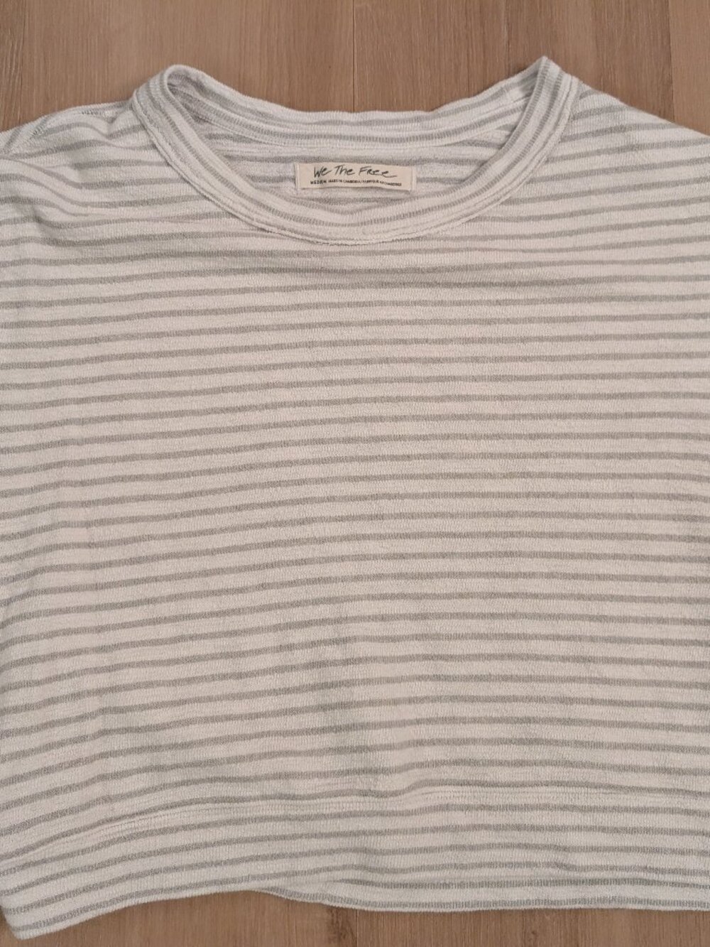 We The Free People Everyday Crop Striped T-Shirt Top White Black Sz M